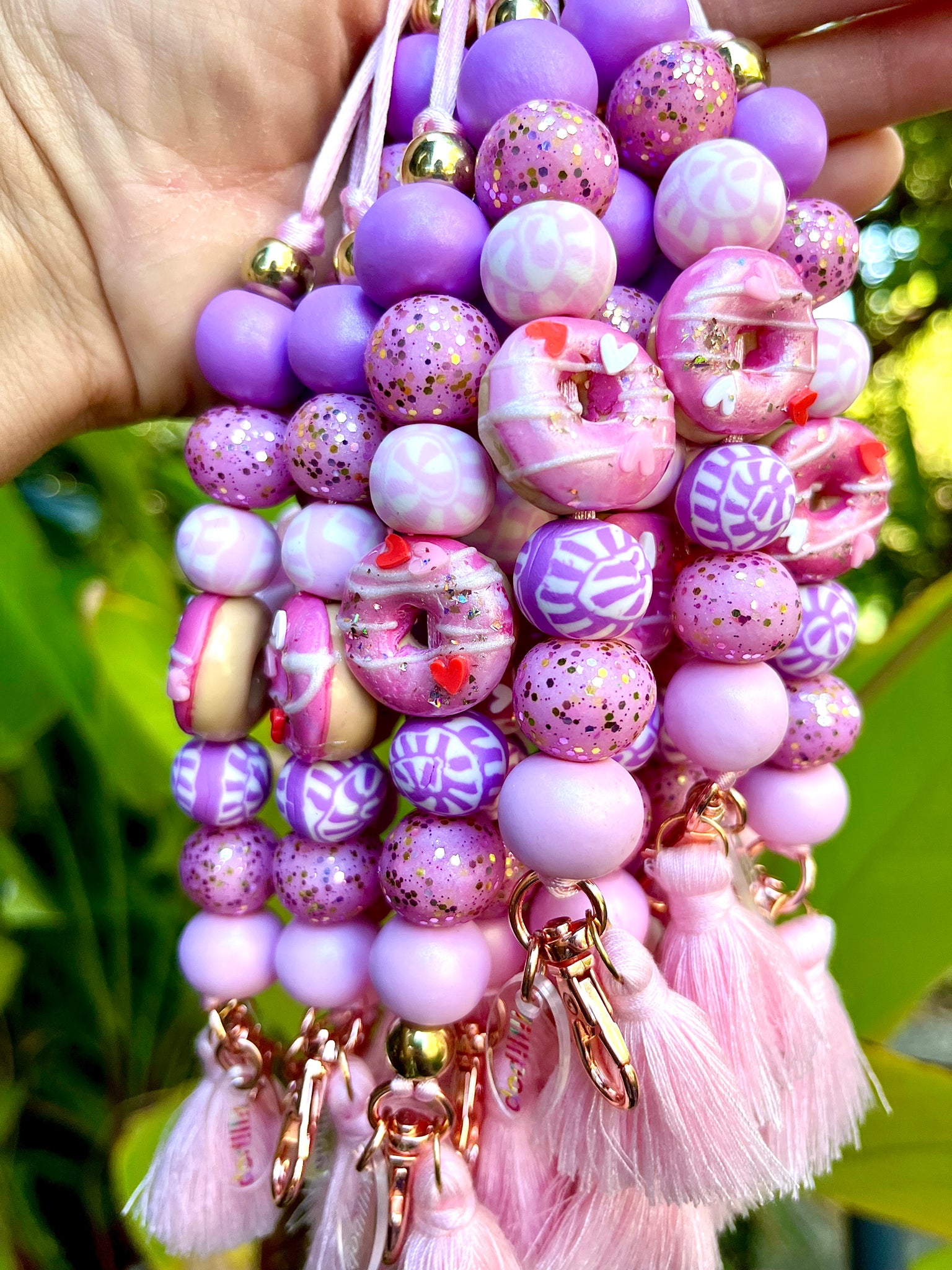 STRAWBERRY DONUT LANYARD-  POLYMER CLAY