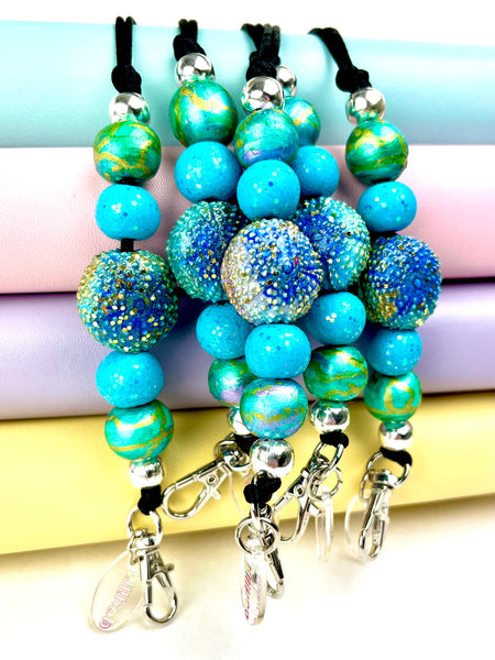 SEA URCHINS LANYARD- POLYMER CLAY IN PINK OR BLUE