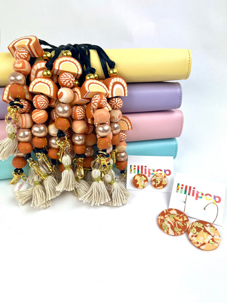Over The Rainbow -Neutrals/Gold Polymer Clay Lanyard
