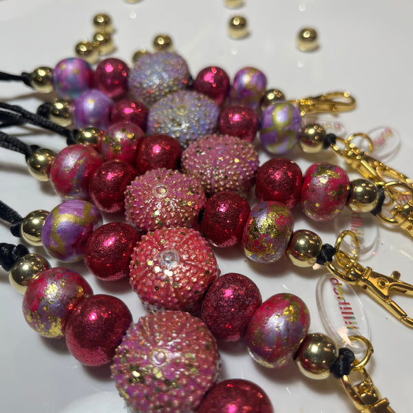 SEA URCHINS LANYARD- POLYMER CLAY IN PINK OR BLUE
