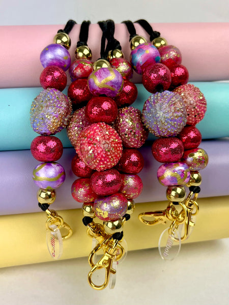 SEA URCHINS LANYARD- POLYMER CLAY IN PINK OR BLUE