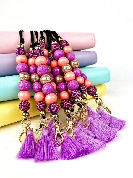LAVENDER DREAMS LANYARD-  POLYMER CLAY