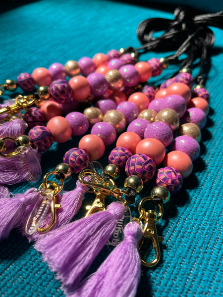 LAVENDER DREAMS LANYARD-  POLYMER CLAY