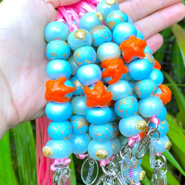 SHE SELLS SEA SHELLS LANYARD- POLYMER CLAY